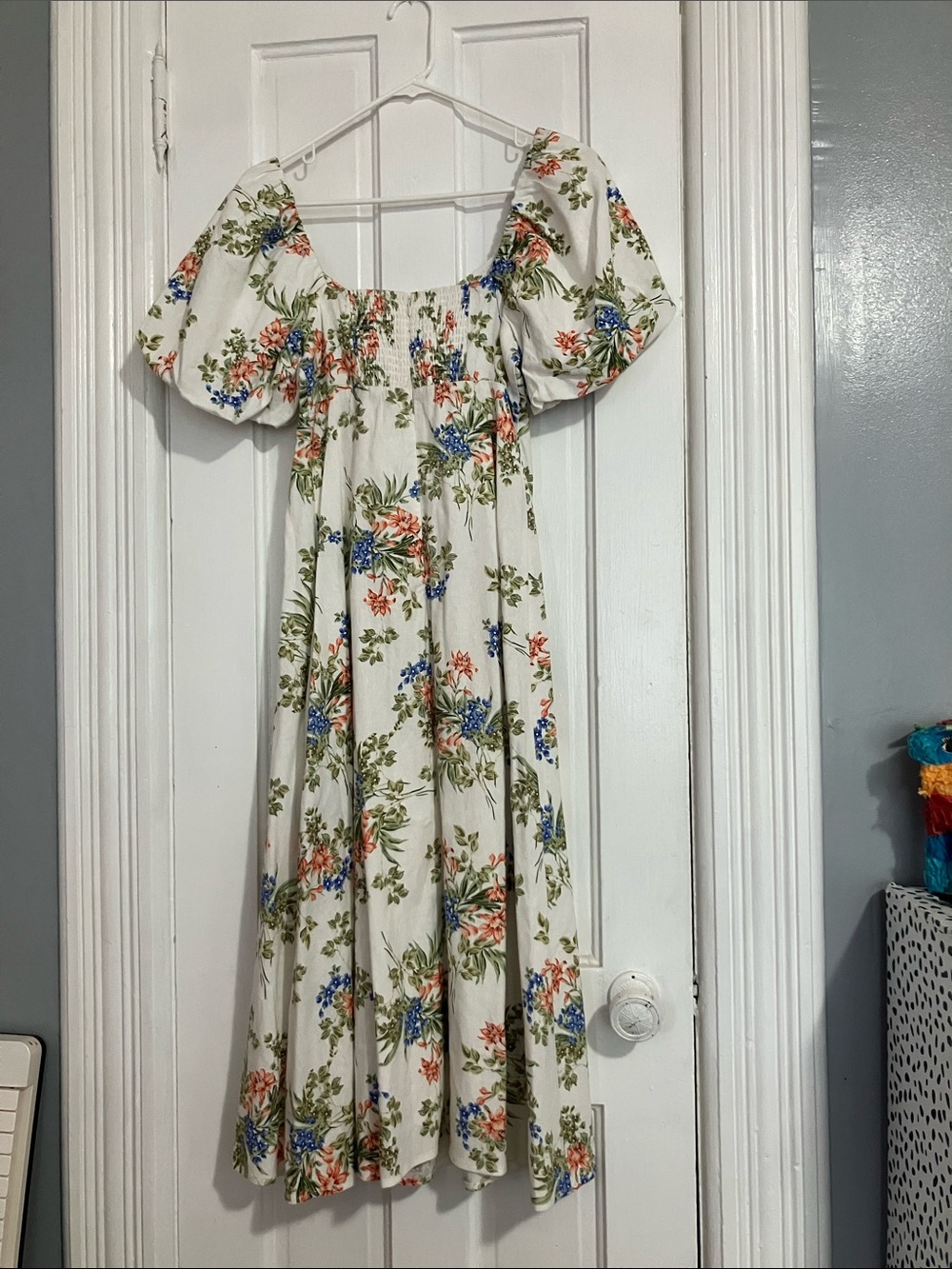 NWT Avec Les Filles Floral linen blend Puff Sleeve Dress Anthropologie 4 - Picture 7 of 7